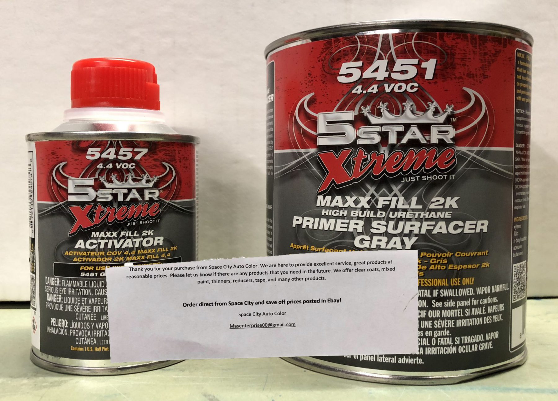 5 Star 2K High Build Urethane GRAY Primer wActivator Quart Kit PPG