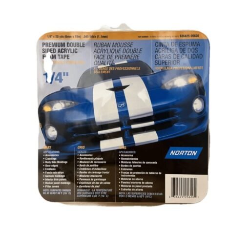 Norton® Premium Automotive Attachment Tape, 20 yd x 0.043 in, Polyethylene Backing, Gray/Red